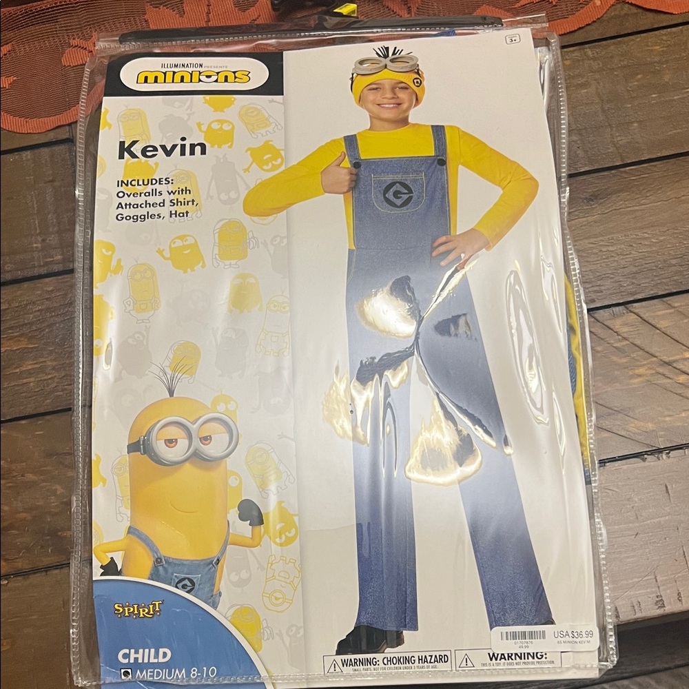 Spirit Minions Kevin Costume with Blue Overalls and Yellow Shirt